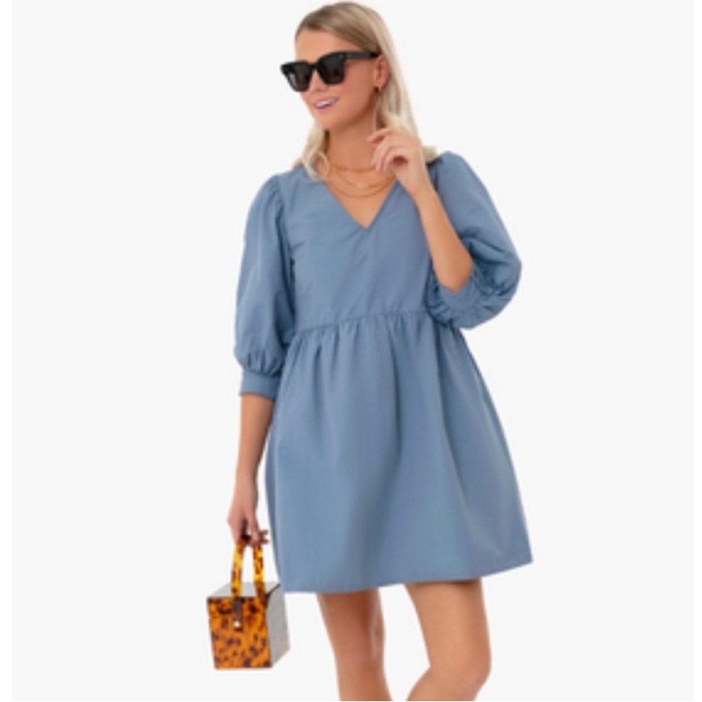 Tuckernuck Pomander Place Slate Blue Taffeta Lizzie Dress